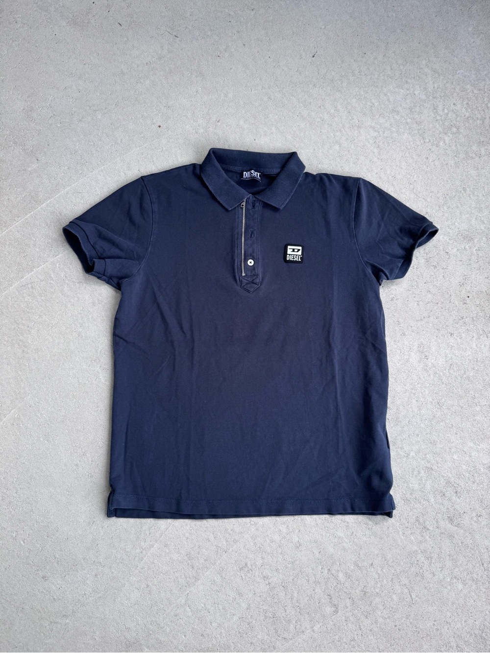 Diesel Navy Short-Sleeve Polo with Chest Logo
